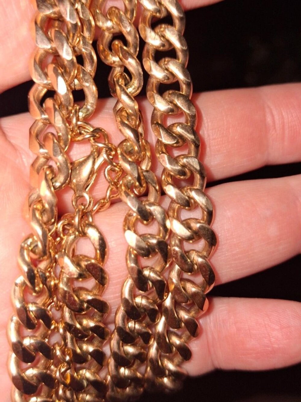 Large link necklace goldtone almost rose gold tone unisex